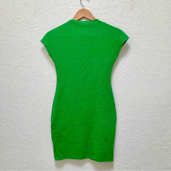 NWT Zara Knit Mini Dress Green Short Sleeve Bodycon Fitted Casual‎ - Picture 4 of 5